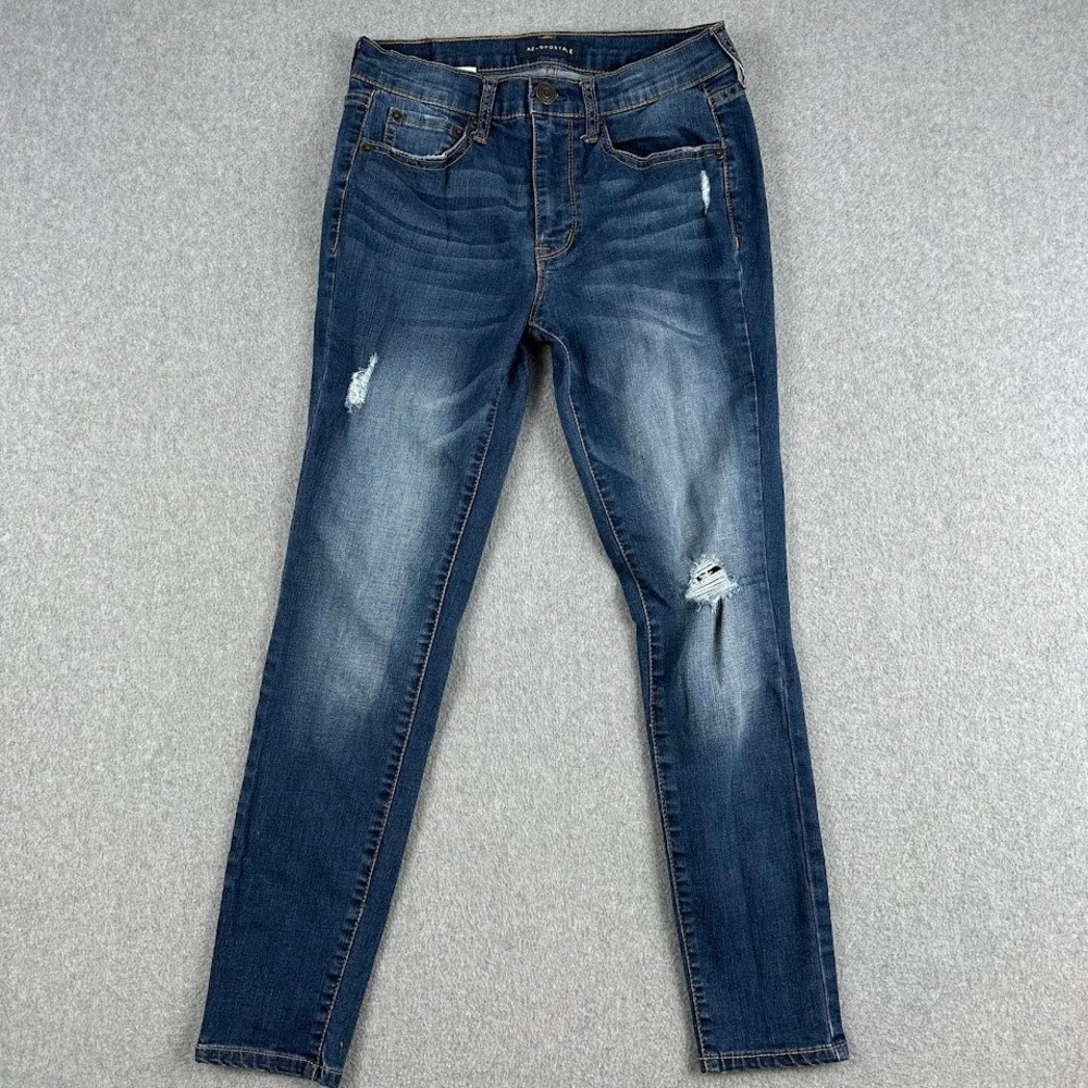 Aeropostale‎ Womens Size 4 Short Blue High Waisted Jegging Jeans Distressed